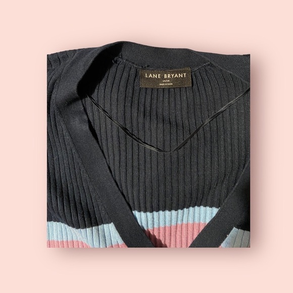 Lane Bryant Long-Sleeve Ribbed Cardigan – Stripe – NWOT 14/16 – Button-Front - Picture 4 of 7